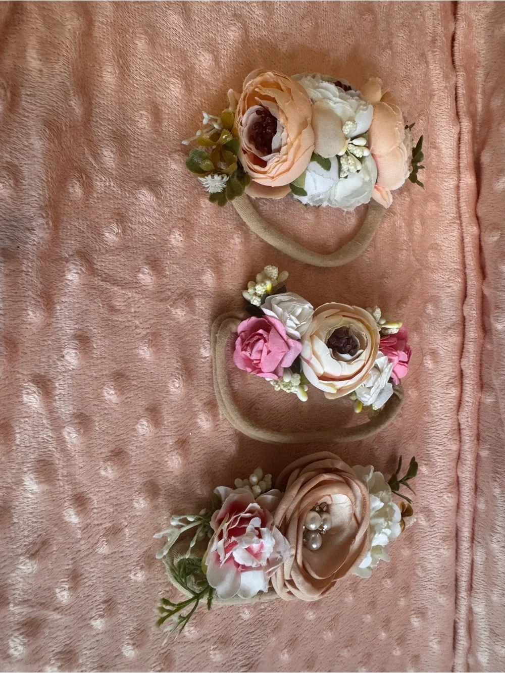 Floral Hair bands Set - Blush, Pink & Cream